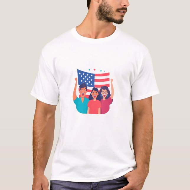 Camiseta T-Shirt em 4 de julho | Patriota do Dia da Indepen (Frente)