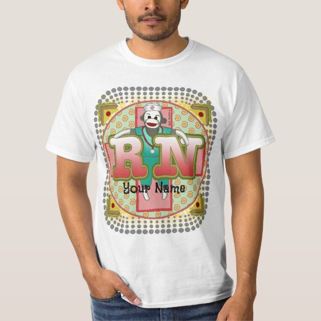 Camiseta T-Shirt Enfermeiro Sock Monkey RN (Frente)