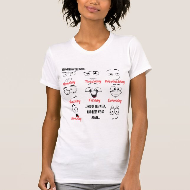 Camiseta T-Shirt Engraçada com bons humores faciais (Frente)