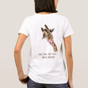 Camiseta T-Shirt Engraçada Com Girafa Jogada - Texto Person