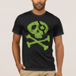 Camiseta T-shirt engraçada da Pirata Verde<br><div class="desc">Caveira desenhada à mão e bósforos. Sistema ocular com trevo de 4 folhas. Rua engraçada,  camisa do dia do Patrick.</div>