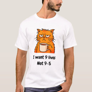 Camiseta T-shirt Engraçada de Gato Laranja