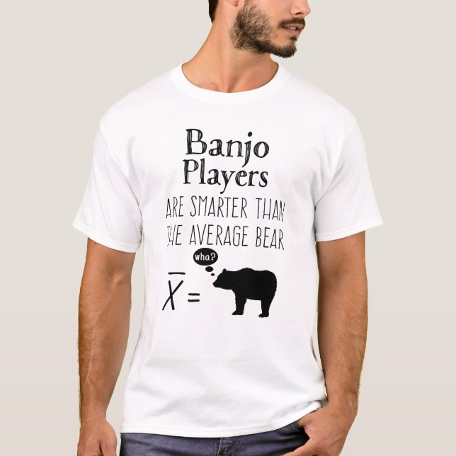 Camiseta T-shirt engraçada do Banjo - Urso médio (Frente)