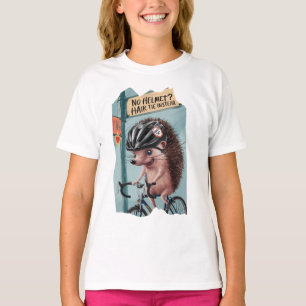 Camiseta T-shirt engraçada, porco num capacete