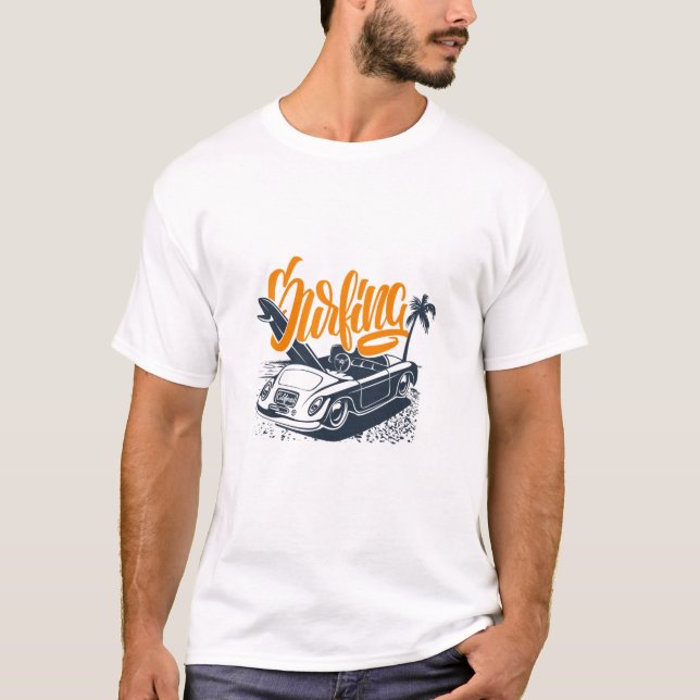 Camiseta T-shirt engraçada surfando (Frente)
