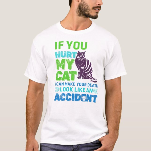 Camiseta T-Shirt Engraçado Advertência Ao Prato De Gato (Frente)