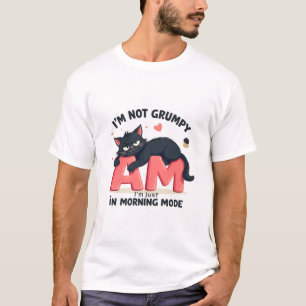 Camiseta T-Shirt Engraçado Black Cat Morning Mode