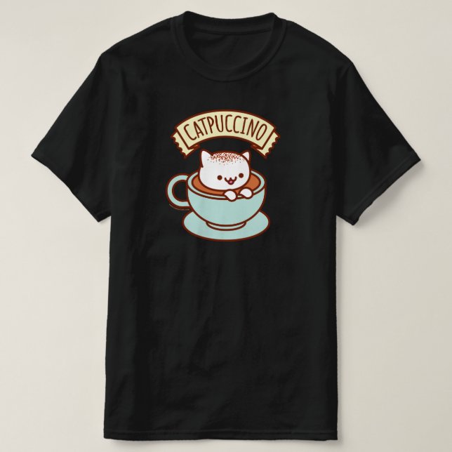 Camiseta T-Shirt Engraçado - "CATPUCCINO" (Frente do Design)
