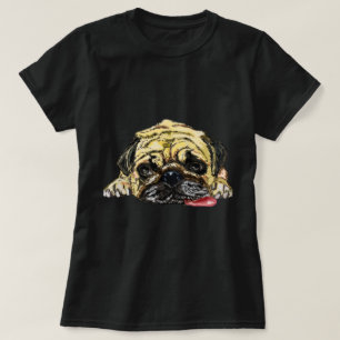 Camiseta T-Shirt Engraçado com Cachorro-Pug - Cansado