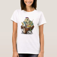 T-Shirt Engraçado com Feliz Drummer Tartaruga