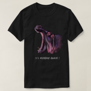 Camiseta T-Shirt Engraçado com Hippo Grande e Texto Persona