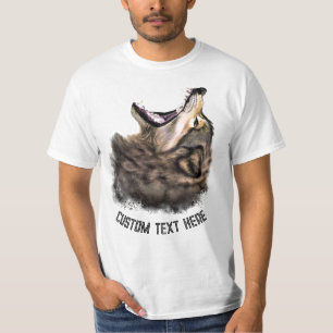 Camiseta T-Shirt Engraçado com Lobo e Texto Personalizado