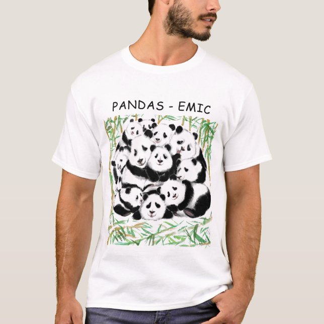 Camiseta T-Shirt Engraçado com Pandas - Texto Personalizado (Frente)