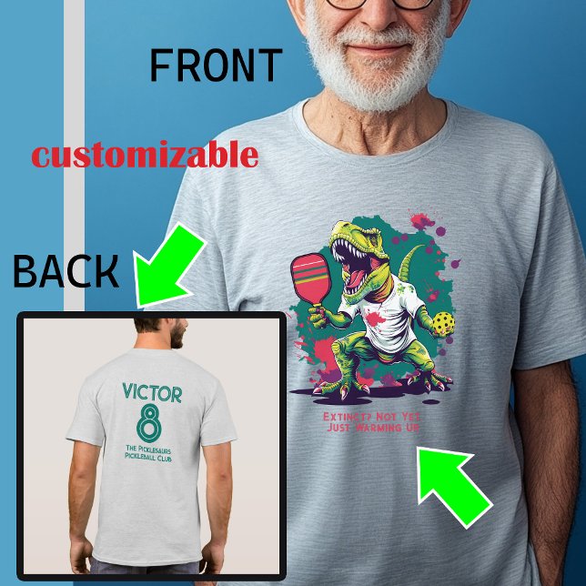 Camiseta T-Shirt Engraçado com T-Rex (Great gift for Grandads, pickleball T-rex playing pickleball)