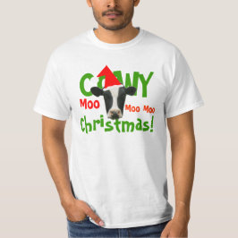 Camiseta T-shirt engraçado da vaca do Natal de Cowy