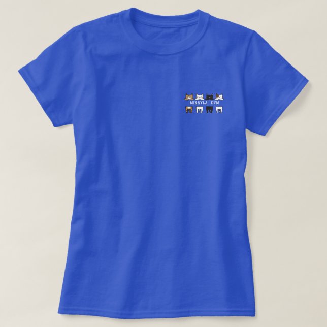 Camiseta T-Shirt Engraçado de Moldura de Gato Multicolorido (Frente do Design)