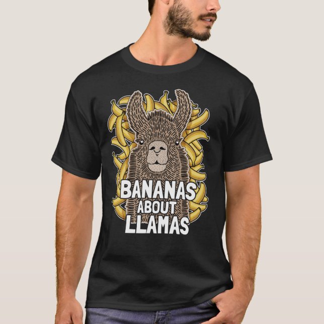 Camiseta T-shirt engraçado do lama mim bananas sobre lamas (Frente)