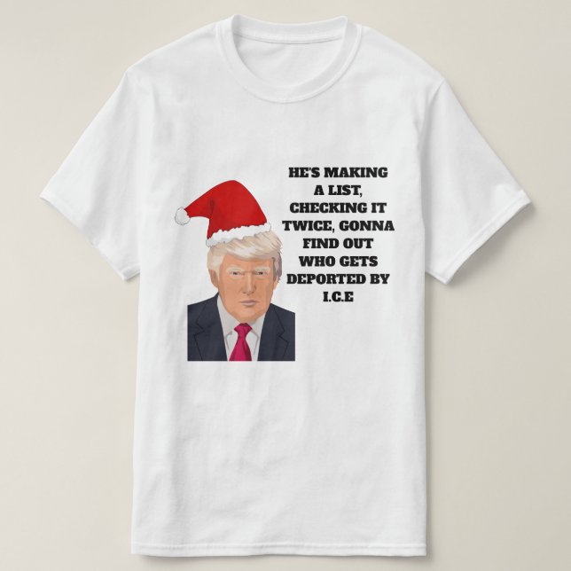 Camiseta T-shirt engraçado do Natal de Donald Trump Papai (Frente do Design)