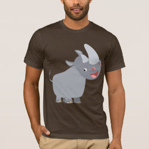 Camiseta T-shirt engraçado do rinoceronte dos desenhos