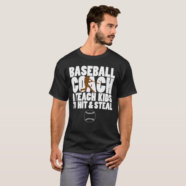 Camiseta T-shirt engraçado do treinador de basebol (Frente Completa)
