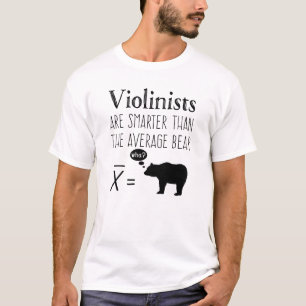 Camiseta T-shirt engraçado do violino - urso médio