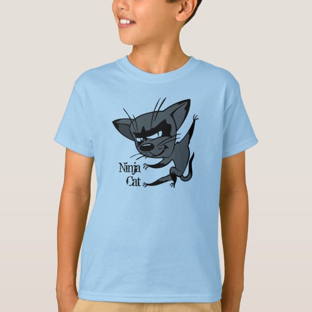 Camiseta T-shirt engraçado dos meninos do gato de Ninja (Frente)