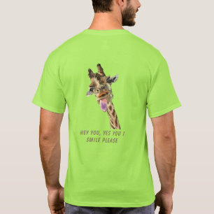 Camiseta T-Shirt Engraçado Girafa - Texto Personalizado