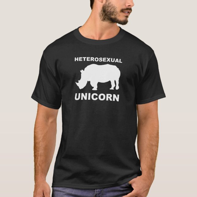 Camiseta T-Shirt Engraçado Heterossexual do Rinoceronte Uni (Frente)
