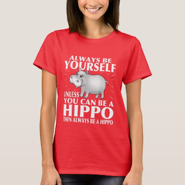 Camiseta T-Shirt engraçado hippo word art (Frente)