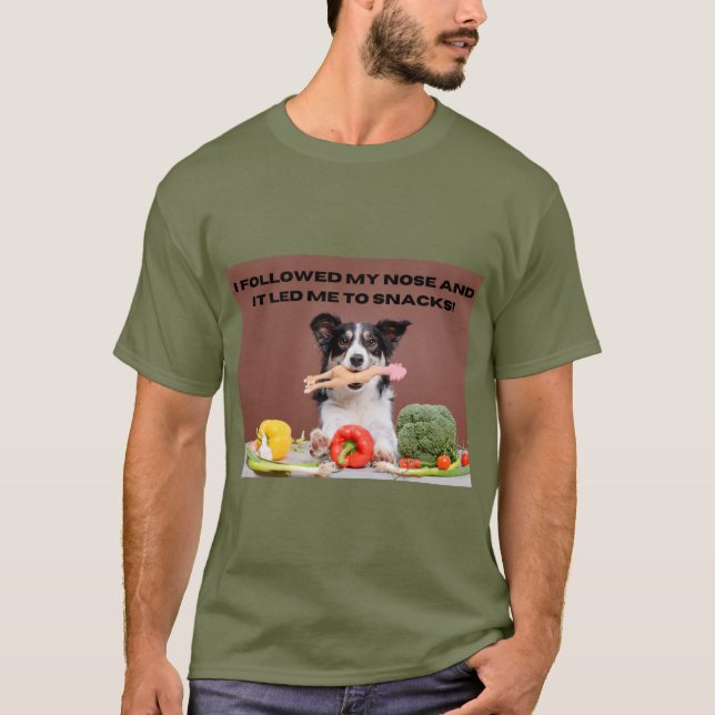 Camiseta T-shirt Engraçado Impressão de Cachorro Eu Segui O (Frente)