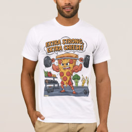 Camiseta T-Shirt Engraçado Pizza Gym para Comidas e pavimen