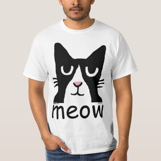 Camiseta T-shirt engraçados do gato, gatinho da panda, MEOW (Frente)