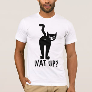 Camiseta T-shirt engraçados do gato. WAT ACIMA?