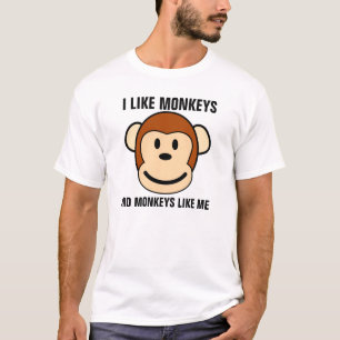Camiseta T-shirt engraçados do macaco, EU GOSTO de MACACOS