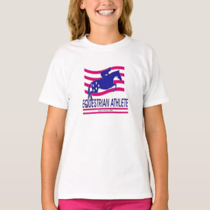 Camiseta T-shirt equestre da campainha das meninas do