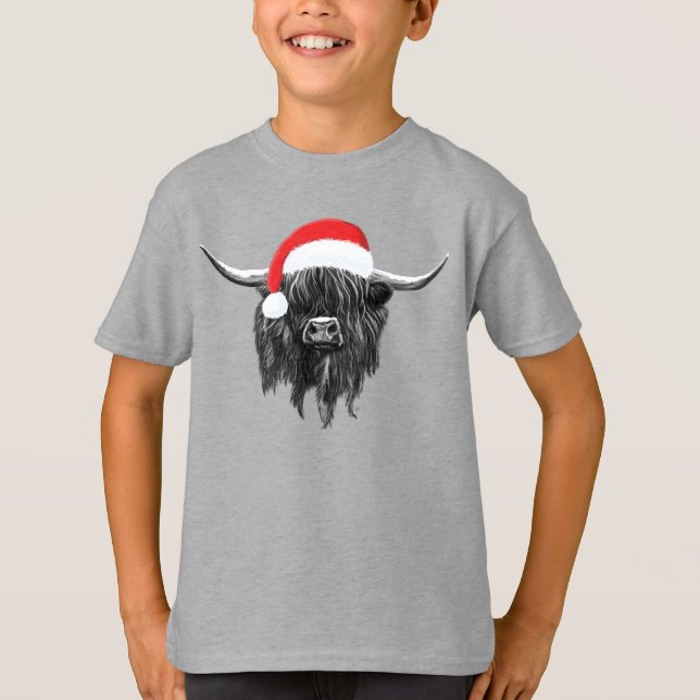 Camiseta T-shirt escocês do chapéu do papai noel do Natal (Frente)