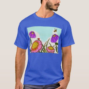 Camiseta T-shirt escuro adulto do prado da flor