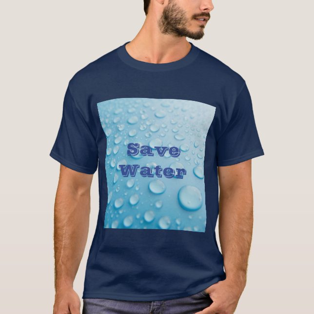 Camiseta T-Shirt Escuro Básico Azul - Texto de Água Guardad (Frente)