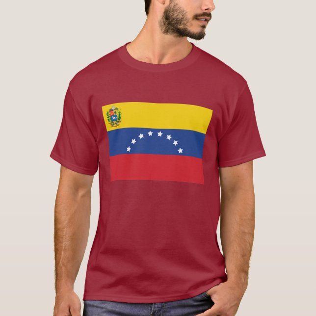 Camiseta T-shirt escuro básico da bandeira venezuelana (Frente)