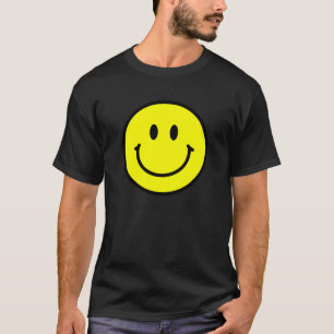 Camiseta T-shirt escuro básico da cara feliz