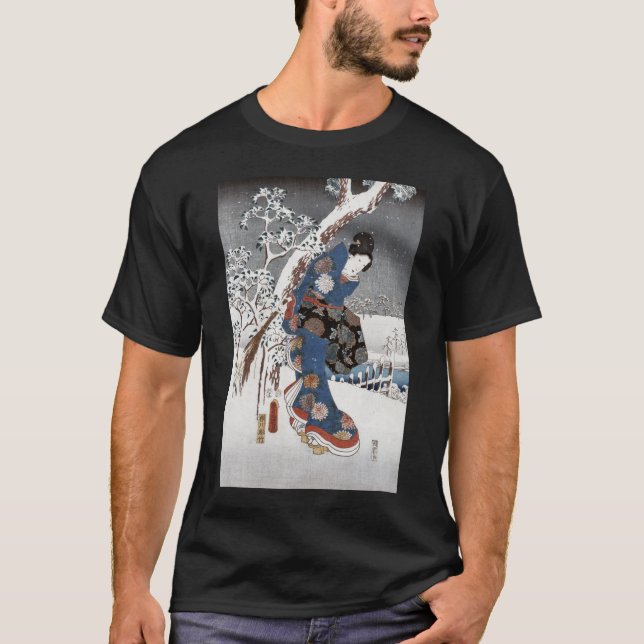 Camiseta T-shirt escuro da gueixa da neve (Frente)