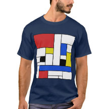 T-shirt escuro das linhas homens de Mondrian