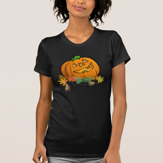 Camiseta T-Shirt Escuro De Pumpkin Escuro E Entalhado Em Cu (Frente)