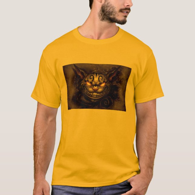 Camiseta T-shirt escuro do gato de Cheshire (Frente)
