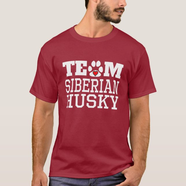 Camiseta T-shirt escuro do rouco Siberian da equipe para (Frente)