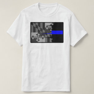Camiseta T-shirt esfarrapado de Blue Line da bandeira de
