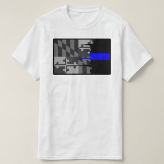 Camiseta T-shirt esfarrapado de Blue Line da bandeira de