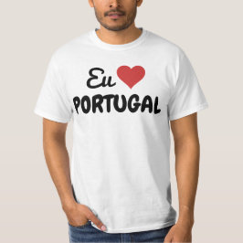 Camiseta T-shirt Eu Amo Portugal Com Coração Vermelho