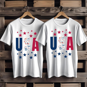 Camiseta T-Shirt EUA de 4 de julho com estrelas