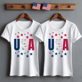 Camiseta T-Shirt EUA de 4 de julho com estrelas